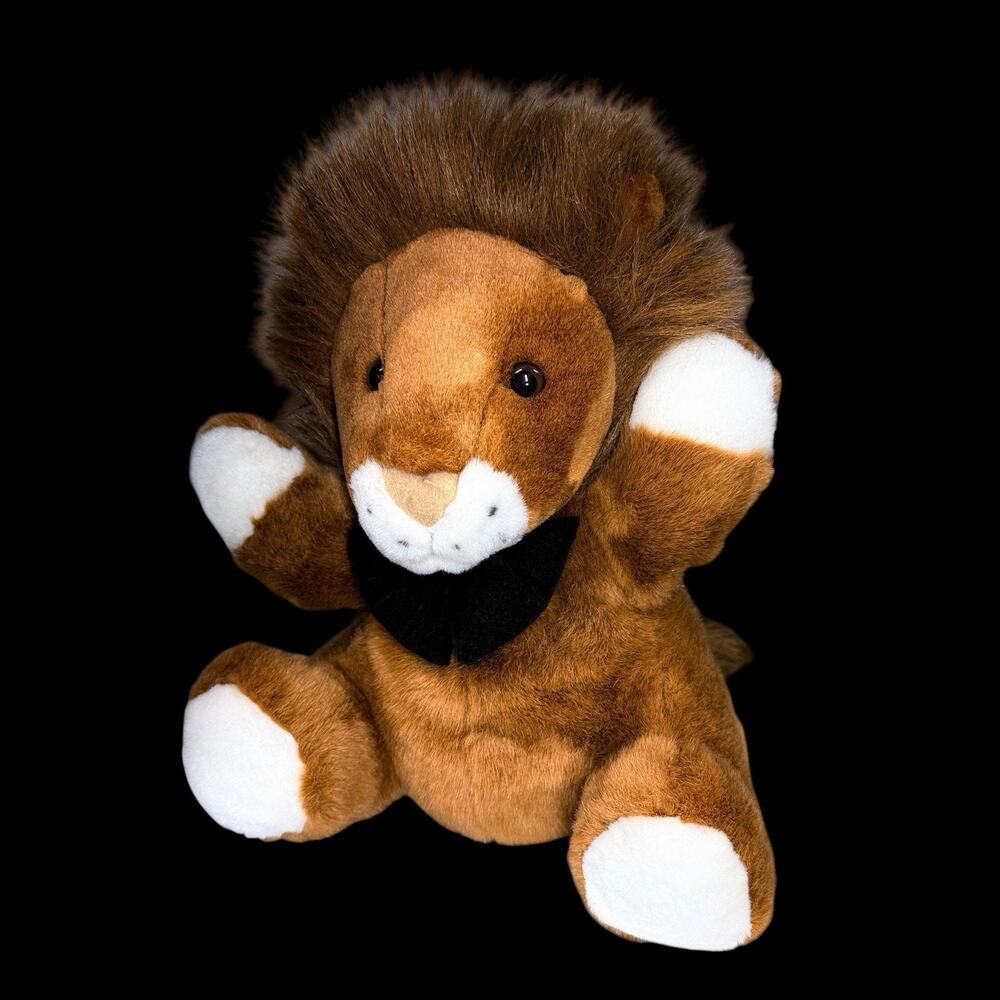 Steven Smith Lion Plush Stuffed Animal Brown Mane Black Bow 12 In Toy
